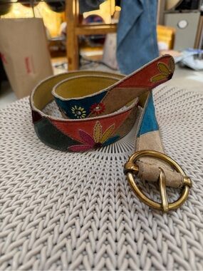Lucky Brand Artisan Multicolor Floral Suede Women's Belt